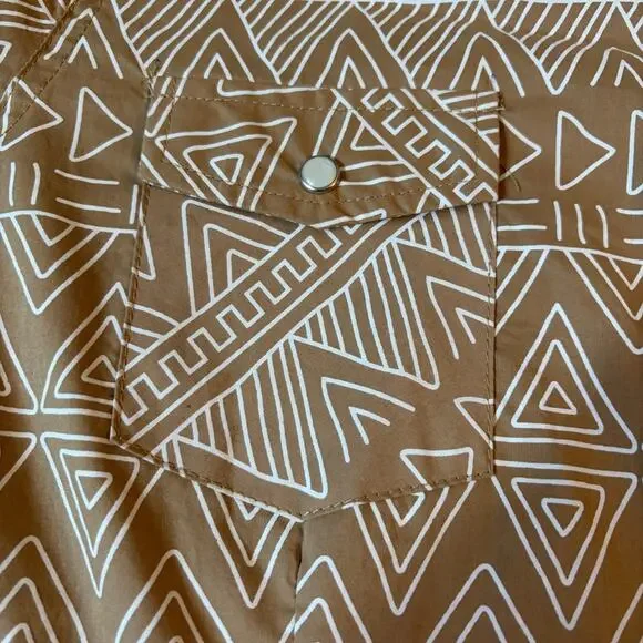 Outback Trading Company XL Womens Aztec Western Snap Shirt in Tan/Brown Color - Picture 3 of 7